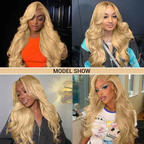 Honey Blonde Lace Front Wig Human Hair 13x4 Hd Lace Frontal Wigs 150% Density Honey Blonde Wig 27# Colored Body Wave Wigs Pre Plucked With Baby Hair 32Inch