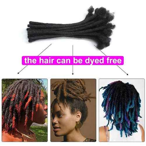 Long Loc Extensions Human Hair Dreadlock Extensions Dreads Extensions for Men Women 0.4 cm 18 Inch 30 Strands Handmade Permanent Locs Extension Natural Black Locs Hair Extensions Can be Dyed Bleached