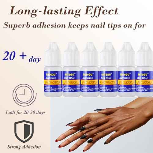 Nail Glue,Nail Glue for Acrylic Nail Tip 12 Bottles Professional False Nail Glue Extension Tips for Broken Adhesive Super for Press on Adhesive with Glass Files