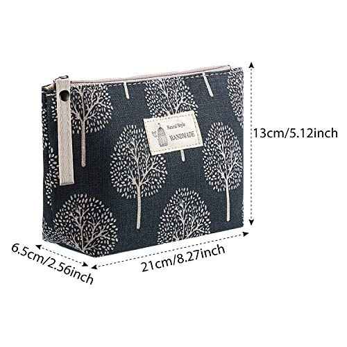 Boao 8 Pieces Canvas Cosmetic Bags Printed Small Makeup Bag Multi Function Travel Organizer Pouch Purse with Zipper for Women Fall Vacation Travel Toiletry storage Christmas Birthday Gift, 8 Styles