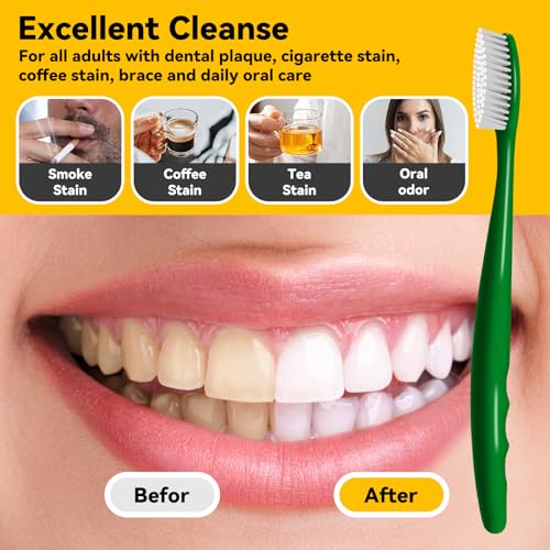 COCOBURI Huge Head Toothbrush Hard Toothbrushes for Adults Hard&Firm Toothbrush Bristles BPA Free Oral Care 4 Packs