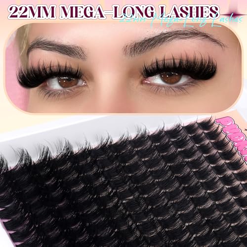 Fluffy Lash Clusters with Spikes Lash Extension Kit Volume Eyelash Clusters Kit Spikes Lash Clusters Kit 300D Wispy Eyelash Extension Kit 12-22mm Long Cluster Eyelash Extensions Kit