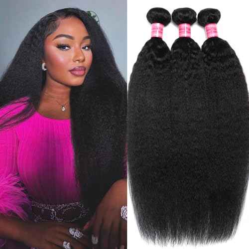 Kinky straight Human Hair Bundles Yaki Straight Human Hair 18 20 22 inch 100% Unprocessed Brazilian Virgin Hair Kinky Straight Bundles Sew in