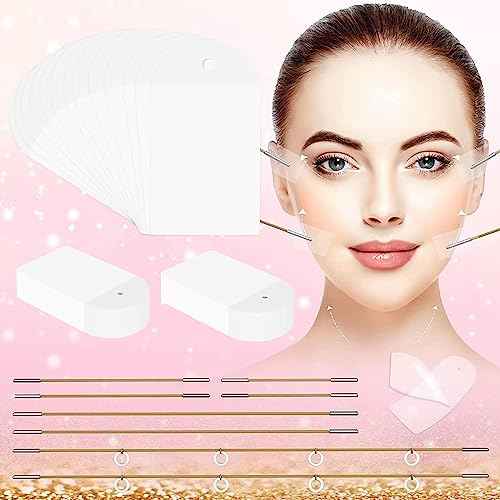 Invisible Face Lift Tape,60PCS Face Lifting Tapes and Bands with 8 Strings,Instant Face Lifter for Women Neck,Eyes,Double Chin,Sagging Skin,Face Tape for Tightening,Invisible Facelift Tape for Makeup
