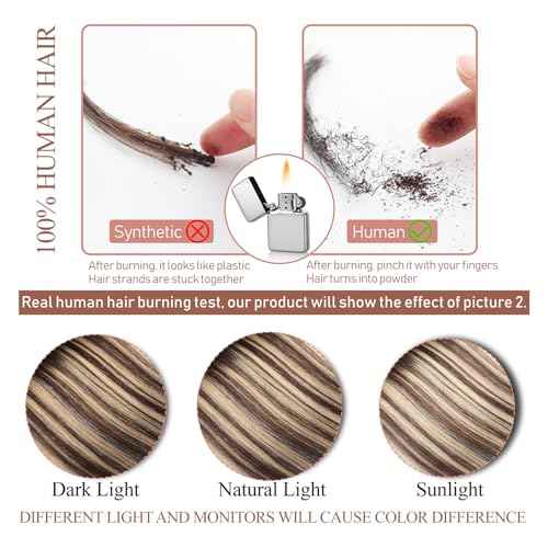 Hair Extensions Real Human Hair Clip in Hair Extensions Remy Human Hair Clip ins Balayage Chocolate Brown to Caramel Blonde Straight Real Hair Extension for Women 18 Inch 80g/5pcs Soft Silky