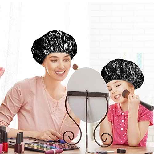 12 Pieces Deep Conditioning Caps Aluminum Foil Reusable Hair Processing Hair Coloring Shower Caps for Home Salon Use(12 Inch,Black)