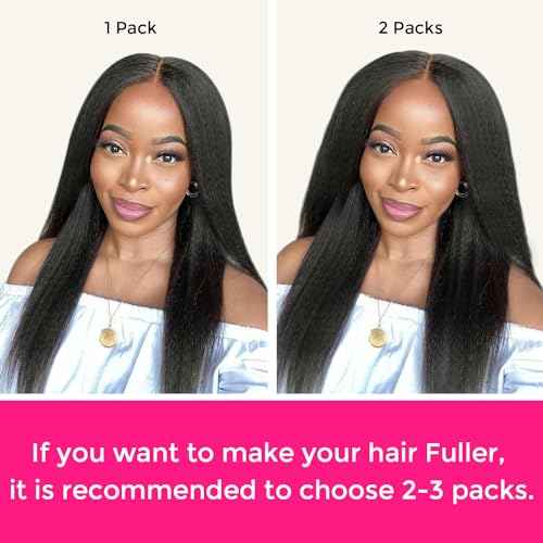 Lashey Hair Extensions Seamless Clip in Real Human Hair Natural Black 18 Inch 110g 7Pcs Kinky Staight Human Hair Extensions Skin Weft Remy Hair for Black Women