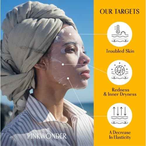 PINKWONDER Jojoba Deep Moisture Sheet Masks (5EA), Jojoba Oil and Hyaluronic Acid, Soothing for Dry and Sensitive Skin, Vegan Fabric, Korean Skincare