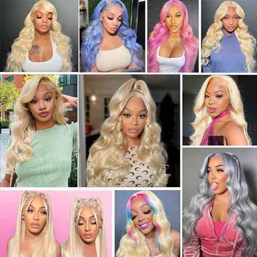 613 Lace Front Wig Human Hair 13x4 HD Transparent Blonde Lace Front Wigs Human Hair 24inch Blonde Body Wave Lace Front Wigs Human Hair Pre Plucked Glueless Blonde Wig Human Hair 180% Density