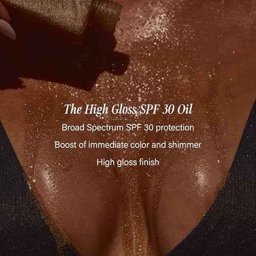+ Lux Unfiltered N¡Æ30 Shimmer Body Oil with SPF 30 - Hydrating & Nourishing High Gloss Tanning Oil, Instant Bronze Shimmer Sunscreen - Oxybenzone Free - Broad Spectrum Sunscreen SPF 30