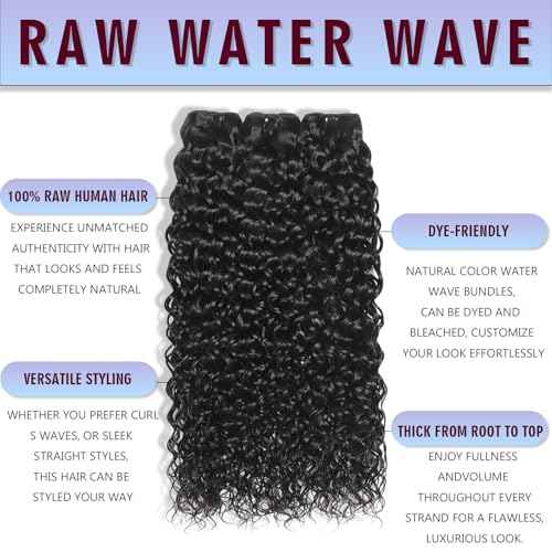Water Wave Human Hair Bundles 22 24 24 10A Deep Curly Bundles 100% Unprocessed Brazilian Virgin Human Hair Bundles Wet And Wavy Hair Extensions Natural Black