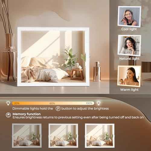 Vanity Mirror with Lights,RGB & 3 Dimmable Light Modes Makeup Mirror with Touch Control,Light Up Mirror for Desk,360¡ÆRotation,14x17 Inch