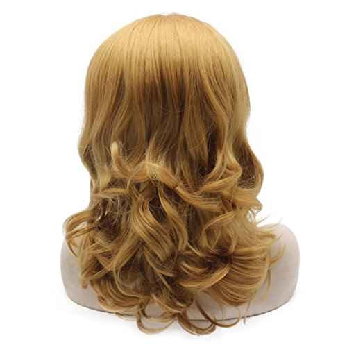 MX angel Medium Long Wavy Blonde Synthetic Lace Front Blond Wig Natural
