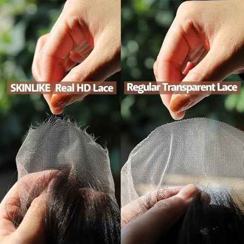13x6 Skinlike Real HD Lace Frontal 0.1mm Invisible Lace 100% Virgin Human Hair Body Wave Lace Frontal Pre Plucked Natural Hairline (12 Inch)