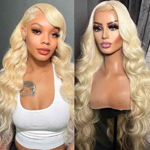 Ice Pear 200 Density 28 Inch 613 Body Wave Human Hair Wig, 613 13X6 Lace Front Wigs Human Hair Pre Plucked,Blonde Glueless Wig Bleached Knots with Baby Hair
