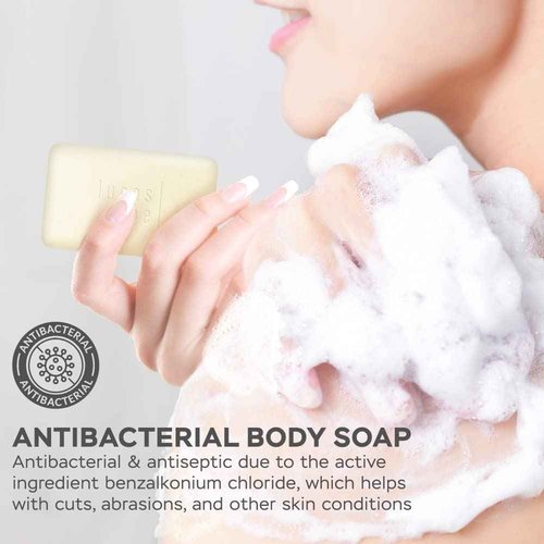 Lucas + Zoe Fresh Essence Antiseptic Bar Soap - 4 Ounce Moisturizing Body Soap Bar Made With Natural Ingredients Like Mediterranean Olive Oil, Coconut Oil, & Aegean Sea Salt - Made In Greece - 6 Pack