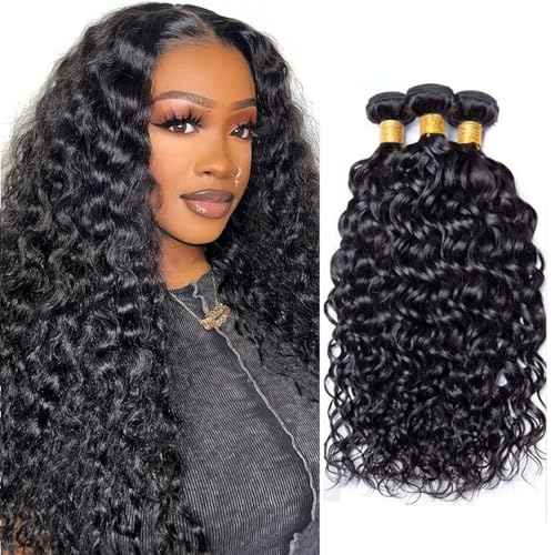 18 20 22 Inch Water Wave Bundles Human Hair 100% Unprocessed Curly Brazilian Virgin Hair Wet And Wavy 3 Bundles Human Hair Natural Black