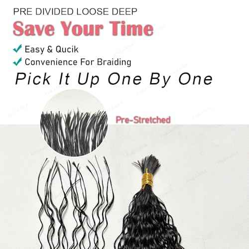 Pre-Divided Curly Bulk Human Hair For Boho Braids Loose Deep Wave Bulk Human Hair For Braiding Double Drawn Extensions (640 Roots)20inch/200g
