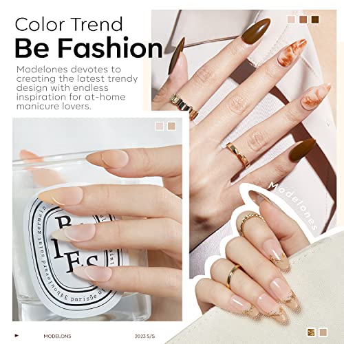 modelones Gel Nail Polish Set - 6 Colors Nude Brown White Skin Tone Neutral Beige Tan Taupe Gel Nail Polish Kit Popular All Seasons Summer Soak Off Nail Art Manicure DIY Salon at Home Gifts for Women