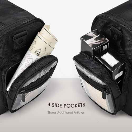 Makeup Train Case 18.1 Inch Large Travel Makeup Organizer Case Portable Makeup Arists Bag with Shoulder Strap Makeup Brush Slots 4 Clear Pouch for Cosmetologist Aesthetic Supplies Nail Tech Makeup Bag