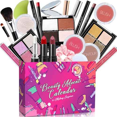 Makeup Advent Calendar 2025 Teen Girls Women Beauty Countdown Calendar Christmas Gifts for Women Teen Girl Trendy Stuff Unique Makeup Set Gifts Mascara Lipstick Blush Eyebrow Gel Eyeshadow