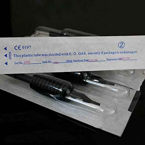 50PCS Disposable Sterilized Conjoined Tattoo Needles and Tubes Grip 5RL(19mm)