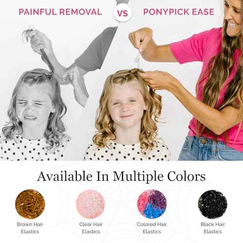 Hair Elastic Rubber Bands Cutter - Easy To Use, Pain-Free, No Hair Damage - Ponytail Tool for Kids & Toddlers (3 Packs & 50 Clear Elastics)