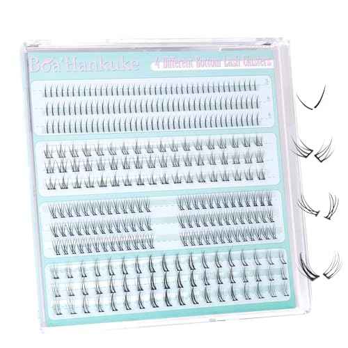 Bottom Lashes Natural 0.07mm Thickness Bottom Lash Clusters Wispy Bottom Eyelashes 306PCS 4 Styles Bottom Lash Extensions by Boahankuke, Black