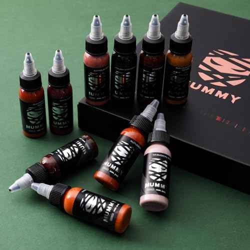 Mummy 10pcs Flesh Tone Tattoo Ink Set, 1 oz (30ml) Tattoo Pigment Kit for Professinoal Tattoo Artists