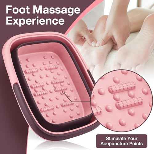 Udefineit Collapsible Foot Bath Basin with Handle, 15L/4 Gallons, Foldable Foot Bath Tub, Foot Soaking Basin with Massage Acupoint, Pedicure Foot Spa Tub for Home Dry Cracked Feet Treatment - Pink