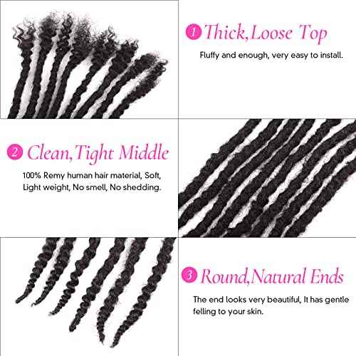 Orientfashion Textured Locs Extensions Human Hair,Natural Black 8-16inch 0.4cm 0.6cm And 0.8cm Human Hair Curly Ends Can Be Dyed Bleached Curled and Twisted(14 Inch 20strands, 0.4cm Natural black)