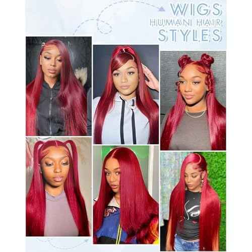 99j Burgundy Glueless Wigs Human Hair 9x6 HD Lace Front Wigs Human Hair 200% Density Straight Glueless Wigs Human Hair Pre Plucked Pre Cut wigs for Black Women 26 inch