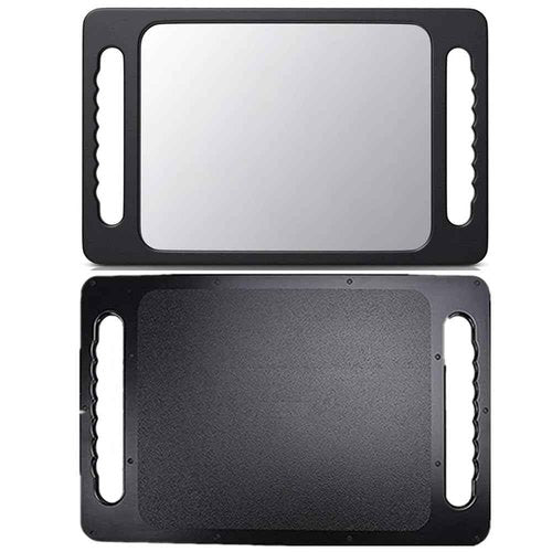 mpowtech Double Handle Mirrors(15.94" x 10.16") - Large Hand held Mirror with Handle,Barber Mirror Handheld,Salon Hand Mirrors,Barber Accessories, Black