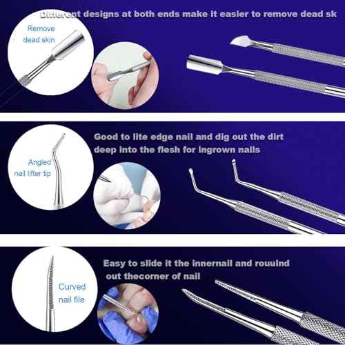 Ingrown Toenail File and Lifters Set(6pcs), Professional Pedicure Tool Toenail Grooming Kit, Ingrown Toenail Treatment Pedicure Kit, Under Nail Cleaner Tools (6PCS)