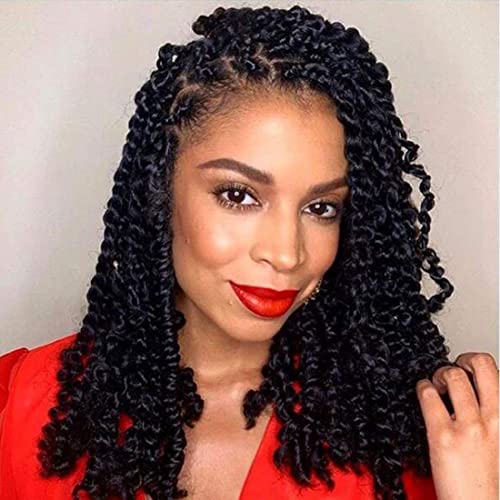 7 Packs Spring Twist Braiding Hair Spring Twists Bomb Twist Hair Synthetic Fiber Fluffy Twist Crochet Braids Low Temperature Fiber Crochet Hair for Women Braiding Hair(8inch,1B)