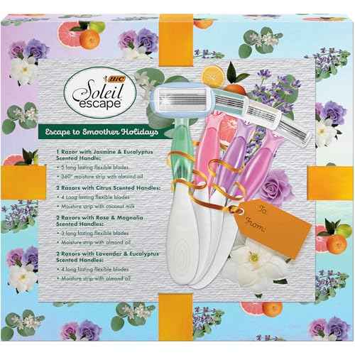 BIC Soleil Escape Women's Disposable Razors Variety Holiday Gift Set, Scented Razor Handles, 7 Razors, Self Care Gifts for Women