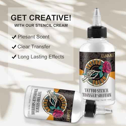 2 Pack Tattoo Stencil Transfer Gel Solution, Professional Tattoo Stencil Gel, Stencil Magic Cream, Tattoo Application Solution for Transfer Paper Machine Stencils, Clear & Long-Lasting