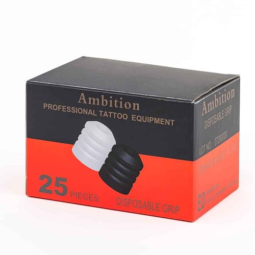 Ambition 25pcs Tattoo Grip Cover Silicone - Disposable Tattoo Pen Grip Cover for Rotary Tattoo Machine