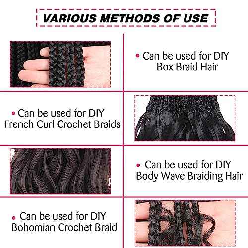 Unionbeauty 30 Inch 9 Packs Body Wave Braiding Hair Pre-Feathered Braiding Hair Ombre Ocean Deap Twist Synthetic Crochet Hair for French Curl Crochet Braids Easy Braids Hair Extension for Women (T30#)