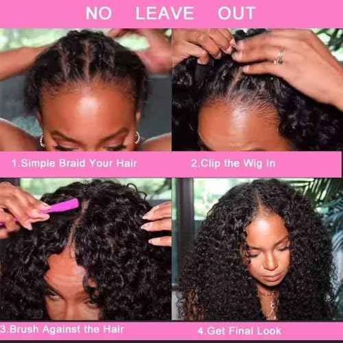 Curly V Part Wigs Deep Wave V Part Human Hair Wigs for Black Women Brazilian Virgin V Part Wigs Human Hair V Shape Wigs No Leave Out Deep Curly Upgrade U Part Wigs 150% Density Curly Wig 22 Inch