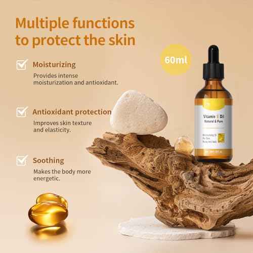 Organic Vitamin E Oil, Natural & Pure Moisturising Oil for Skin, Face, Nail, Hair, Improves Skin Texture and Elasticity, Reduce Dullness, Aging (1)