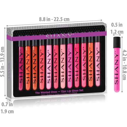 SHANY Lip Gloss Makeup Set, 12 Piece Professional Lip Color Collection with Shimmer and Pearl Finishes, Enriched with Aloe Vera and Vitamin E, Long Lasting Glossy and Moisturizing Lip Luminizer - Gift