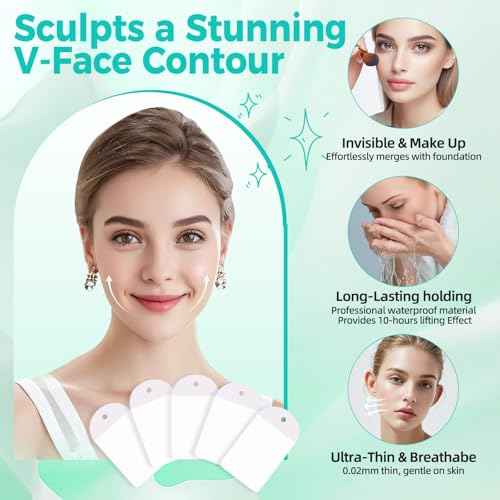 Face Lift Tape Invisible, Face Tape Lifting Invisible 100PCS Neck Tape Face Lift Tapes and Bands with 8 Strings Face Lifter Instant Facial Tape for Makeup Double Chin Eyebrows Jowls Sagging Woman