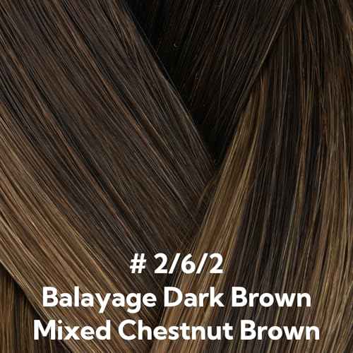 HOTBANANA Invisi Edge Tape in Hair Extensions Human Hair, 20inch 50g 20pcs Balayage Dark Brown Mixed Chestnut Brown Invisible Tape in Extensions Straight Seamless Real Remy Hair Injected