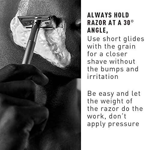 Bevel Safety Razor with Brass Weighted Handle and 10 Double Edge Safety Blade Refills, Single Blade Razor for Men, Designed for Coarse Hair to Prevent Razor Bumps - Silver (Packaging May Vary)