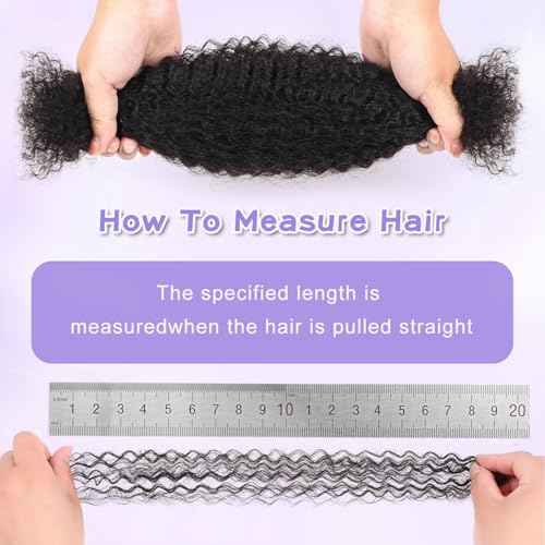 Afro Kinkys Bulk Human Hair For Braiding Afro Kinky-Curly Human Hair Bulk For Microloc Loc Extension Repair locs Dreadlocks Extensions Mini Twists Human Braiding Hair 22inch(1B,35g/pack)
