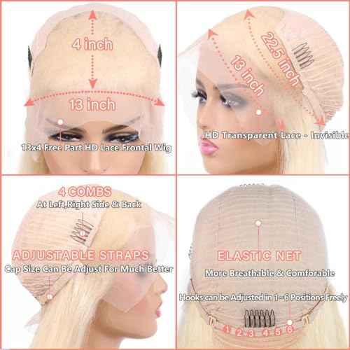 613 Lace Front Wig Human Hair 13x4 HD Transparent Blonde Lace Front Wigs Human Hair 24inch Blonde Body Wave Lace Front Wigs Human Hair Pre Plucked Glueless Blonde Wig Human Hair 180% Density