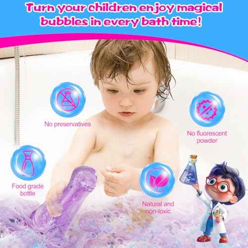 Bath Bomb Potion for Toddlers & Kids, 6-Pack Non-Toxic - Colorful Fizzy Fun - Interactive Bubble Bath Toy, Fun Science Bath Toys with a Colorful Foams & Bubbles Eruption