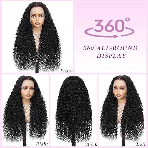 Deep Wave Lace Front Wigs Human Hair 200 Density 13x6 HD Wet and Wavy Human Hair Wig Pre Plucked Pre Bleached Curly Wig Human Hair Glueless Wigs For Women 20 Inch