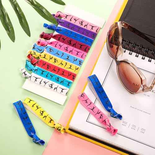 BBTO 20 Pieces Girls Gymnastics Hair Ties Gymnastic Hair Bands Accessories Stuff Ribbon Ponytail Holders No Crease Sport for Christmas Women Team Gifts(Cute Colors)